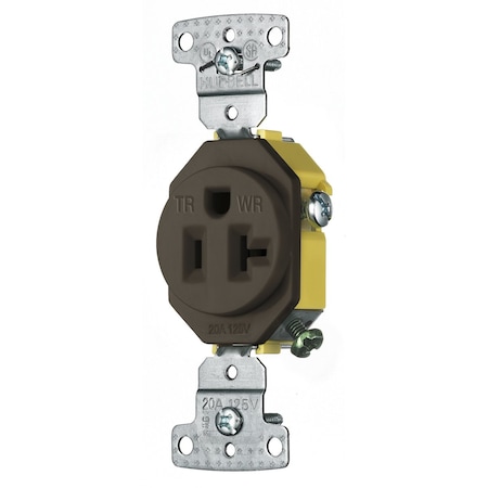 Hubbell Wiring Device-Kellems Straight Blade Receptacle, 5-20R, 20 A, 125V AC, 2 Pole, 3 Wire, Self-Grounded RR201WRTR
